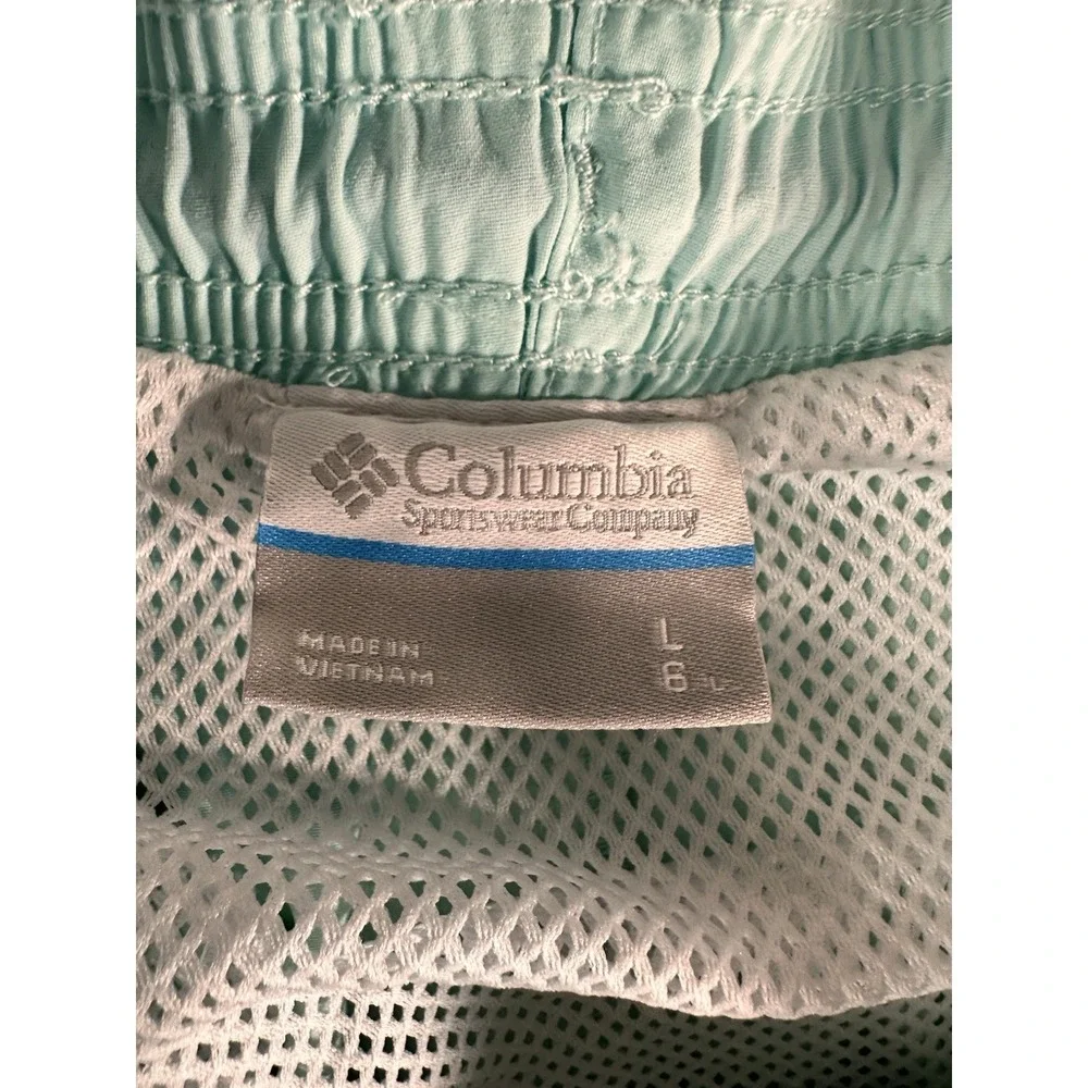 Columbia PFG Omni-Shade Men's Green Swim Shorts L Mesh Lined Drawstring Pocket